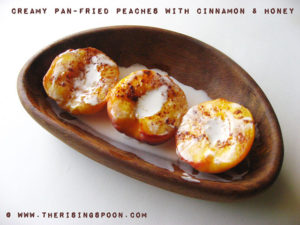 Creamy Pan-Fried Peaches with Honey & Cinnamon by The Rising Spoon