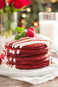 Red Velvet Pancakes with Cream Cheese Glaze by Cooking Classy