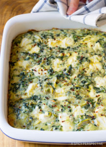 Spinach Artichoke Egg Casserole by A Spicy Perspective