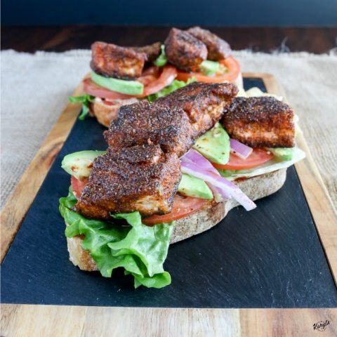 Open Faced Blackened Salmon Sandwich - Karyl's Kulinary Krusade