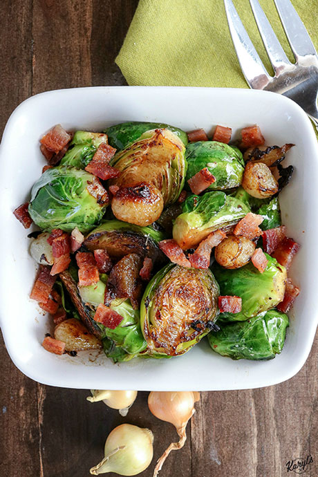 Skillet Brussel Sprouts Bacon and Onions - Karyl's Kulinary Krusade