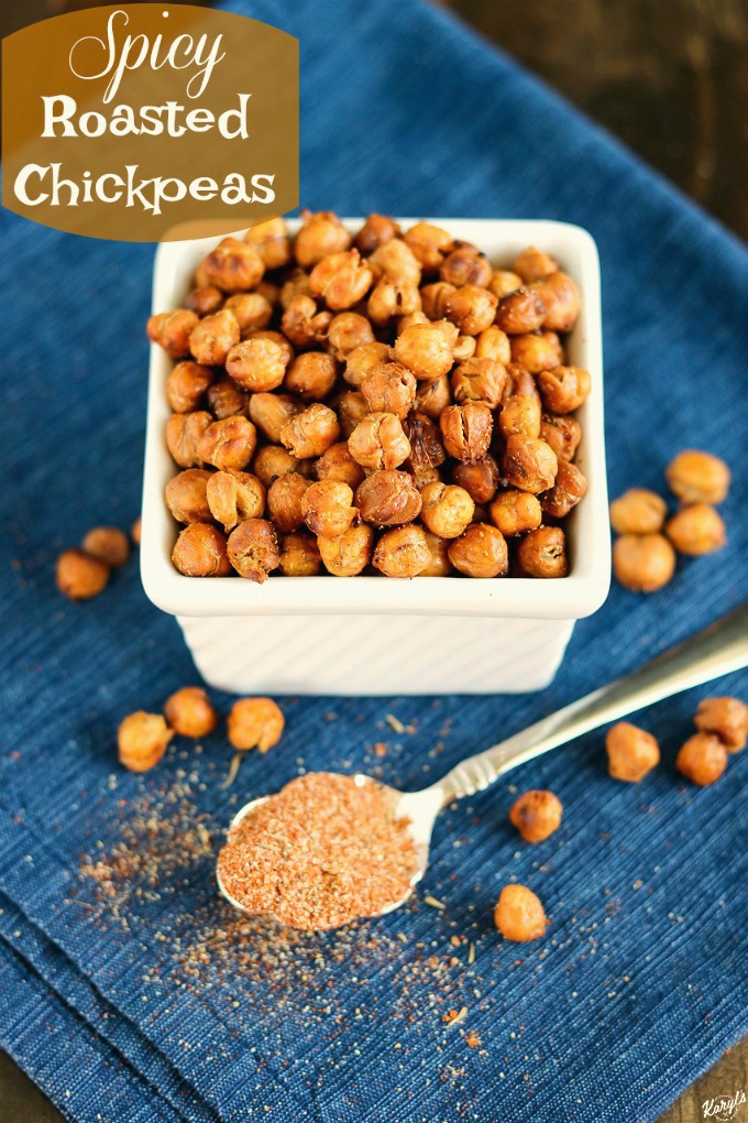 Spicy Roasted Chickpeas are the perfect bite when you're craving something crunchy with a kick. Vegan, gluten free, and loaded with nutrients, you can snack without the guilt #chickpeas #garbanzobeans #spicy #spicyroastedchickpeas #snack #crunchy #vegan #glutenfree #karylskulinarykrusade
