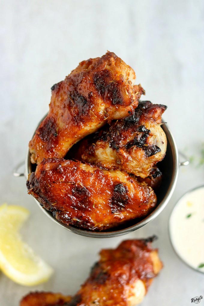 Grilled Honey Bourbon Chicken Wings - Karyl's Kulinary Krusade