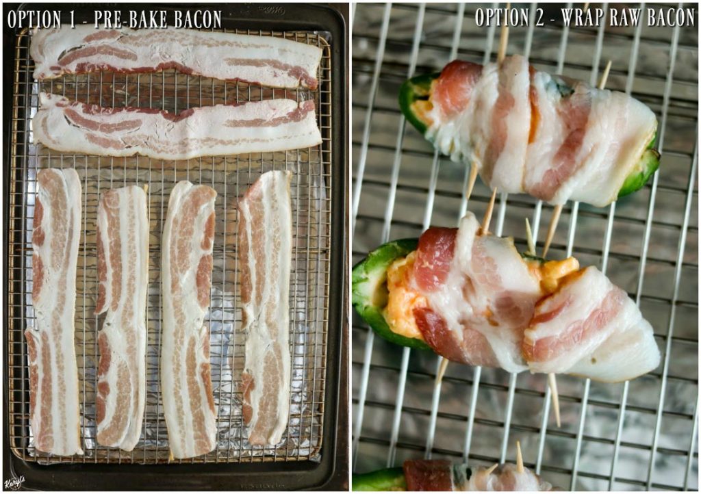 process shot: overhead shot of both bacon prepping options